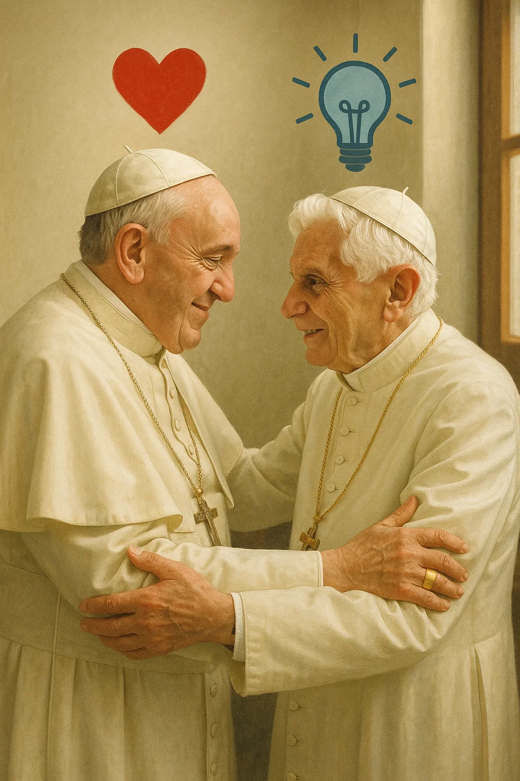 📸 Due anime, una Chiesa in cammino. Benedetto ha sussurrato alla mente, Francesco ha parlato al cuore. Insieme, hanno attraversato le stagioni del cambiamento con fede e coraggio.